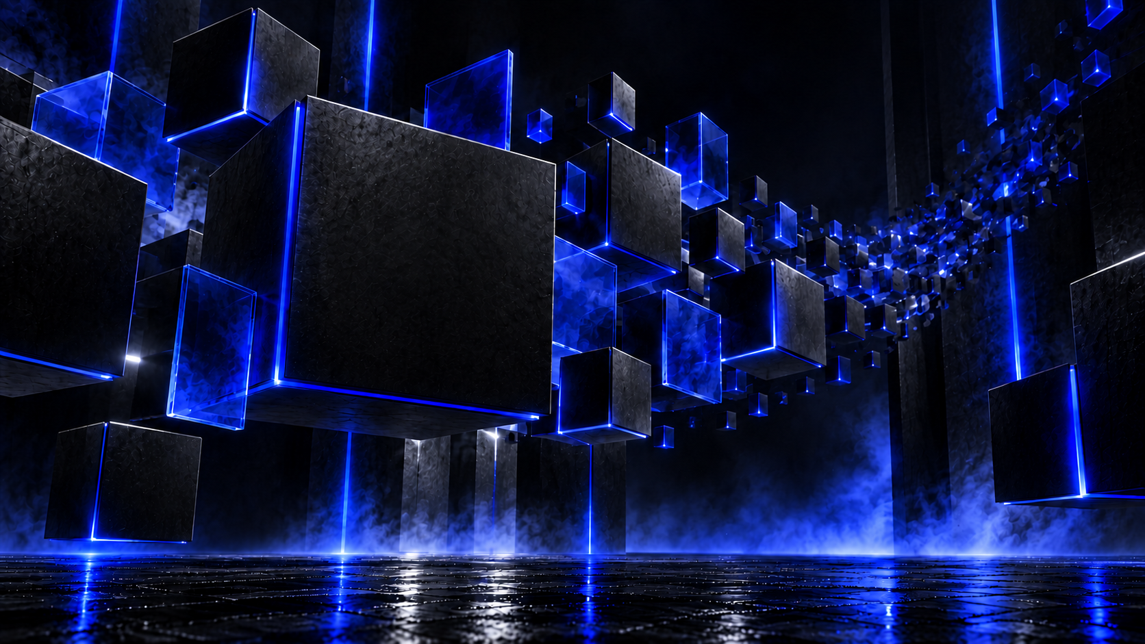 Финальная сцена: свет, данные и знак Cube